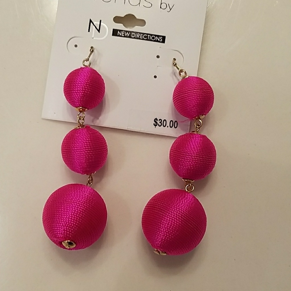 Fuchsia pink earrings.